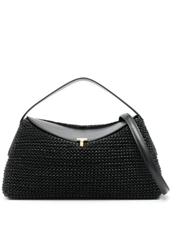 25SS 토템 T락 우븐 레더 탑핸들백 252WAL961LE0134001 BLACK
