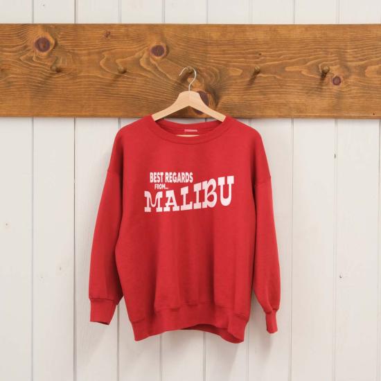  베스트 리가즈 긴팔 티셔츠 업사이클링 스웨트셔츠 레드, 안녕히 계세요