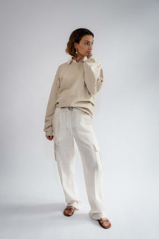  ESYA 긴팔 티셔츠 에샤 더 라벨 자수 크루넥  에크루 - OTHER BRANDS