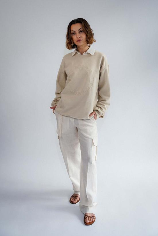  ESYA 긴팔 티셔츠 에샤 더 라벨 자수 크루넥  에크루 - OTHER BRANDS