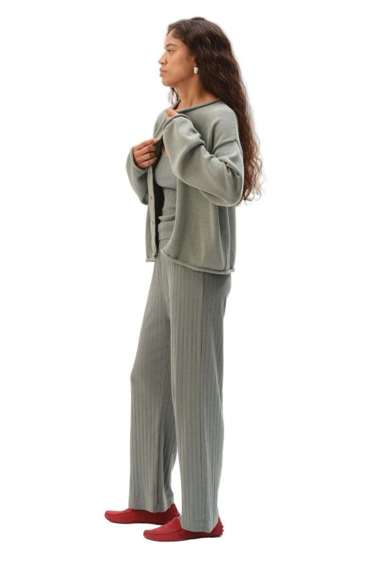  도니 크롭 팬츠 . 포인트엘 심플  세이지 - DONNI.