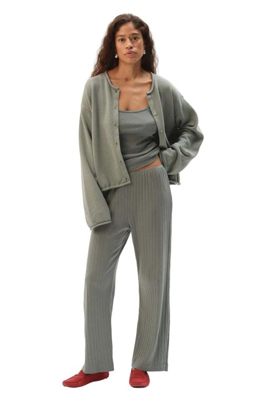  도니 크롭 팬츠 . 포인트엘 심플  세이지