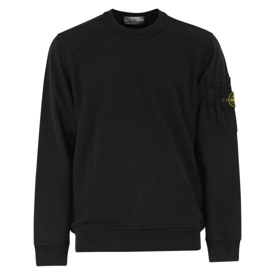 26SS 스톤 아일랜드 코튼 플리스 크루넥 스웨트셔츠 L1S156100019 BLACK
