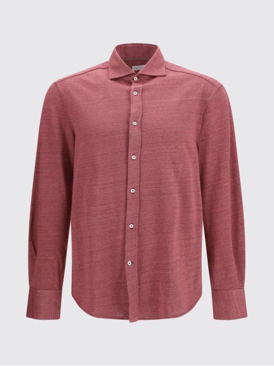 26SS 브루넬로 쿠치넬리 멜란지 저지 셔츠 MR8276686 C695 Coral - BRUNELLO CUCINELLI