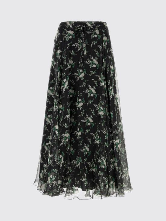 26SS 돌체앤가바나 로즈 앤 스몰 플라워 프린트 쉬폰 스커트 F4DBFTIS12V HX6CD Black - DOLCE & GABBANA