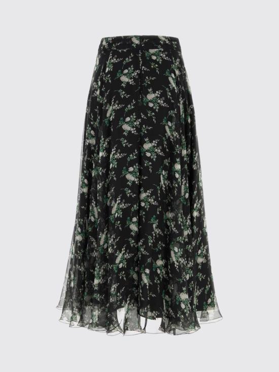 26SS 돌체앤가바나 로즈 앤 스몰 플라워 프린트 쉬폰 스커트 F4DBFTIS12V HX6CD Black - DOLCE & GABBANA