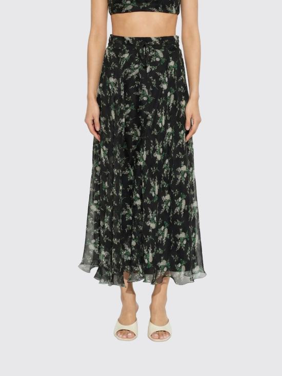 26SS 돌체앤가바나 로즈 앤 스몰 플라워 프린트 쉬폰 스커트 F4DBFTIS12V HX6CD Black