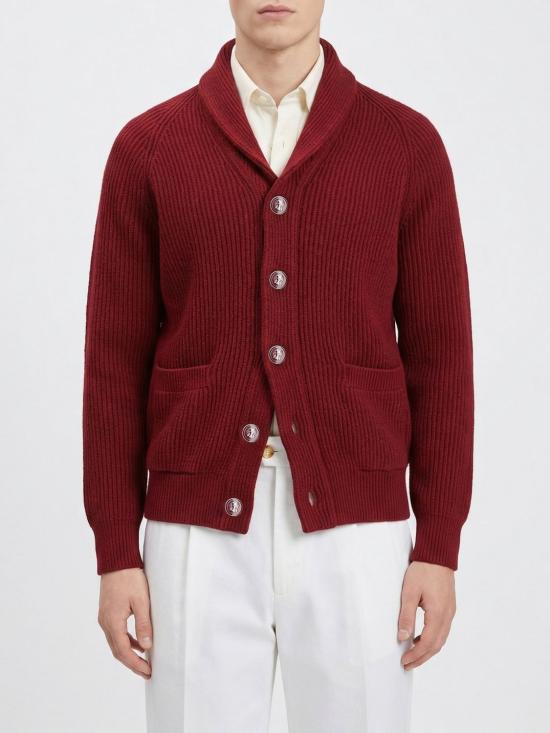 26SS 브루넬로 쿠치넬리 잉글리시 립 래글런 가디건 MNI708606 C7757 Cherry