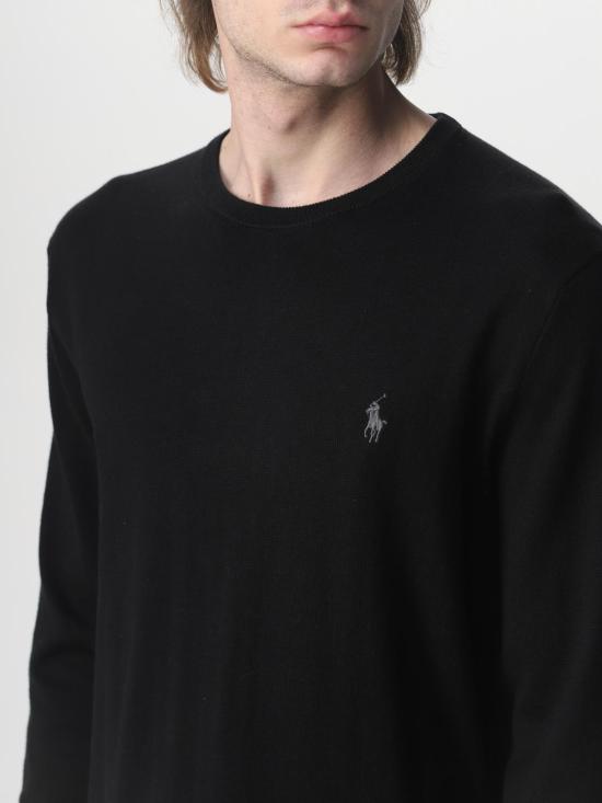 25FW 폴로 랄프로렌 포니 로고 자수 피마 코튼 스웨터 710684957 008 Black - POLO RALPH LAUREN