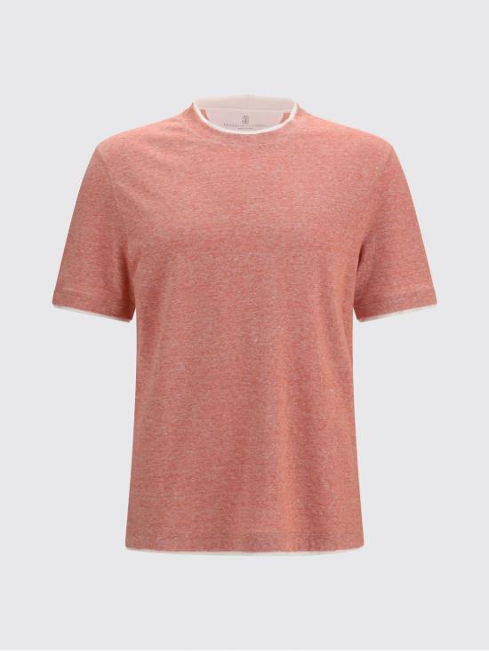26SS 브루넬로 쿠치넬리 페이크 레이어링 티셔츠 MW8357427 CIW28 Peach - BRUNELLO CUCINELLI