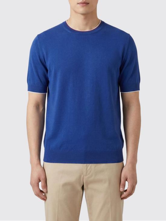 26SS 브루넬로 쿠치넬리 콘트라스트 디테일 코튼 니트 티셔츠 M29805200 COZ76 Avion