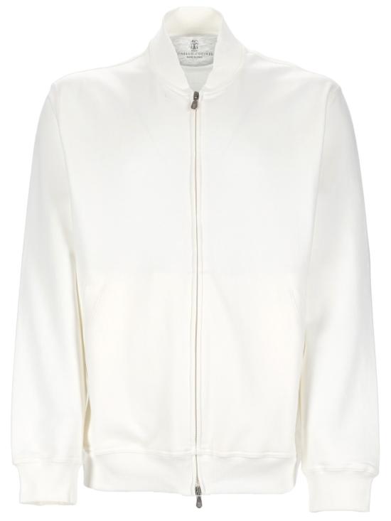 26SS 브루넬로 쿠치넬리 지퍼 디테일 테크노 코튼 플리스 MW8639072G C7220 WHITE