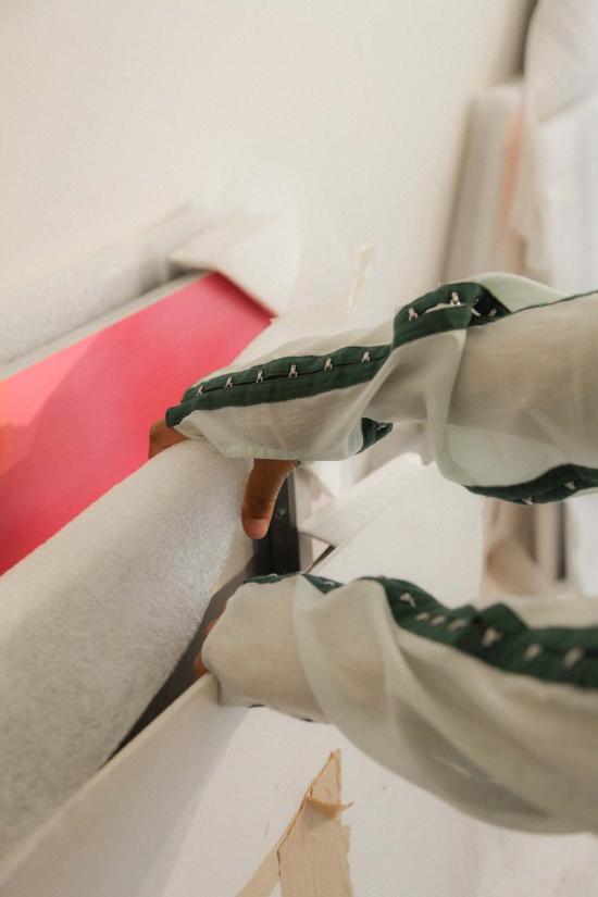  Jacek Gleba 블라우스 야첵 글레바 후크 앤 아이 테이프 셔츠 포레스트 그린/라이트 민트 - OTHER BRANDS