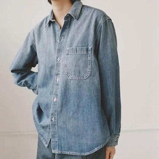  샤이나 모트 데님 셔츠 데님 오버셔츠 슈퍼워시 - SHAINA MOTE