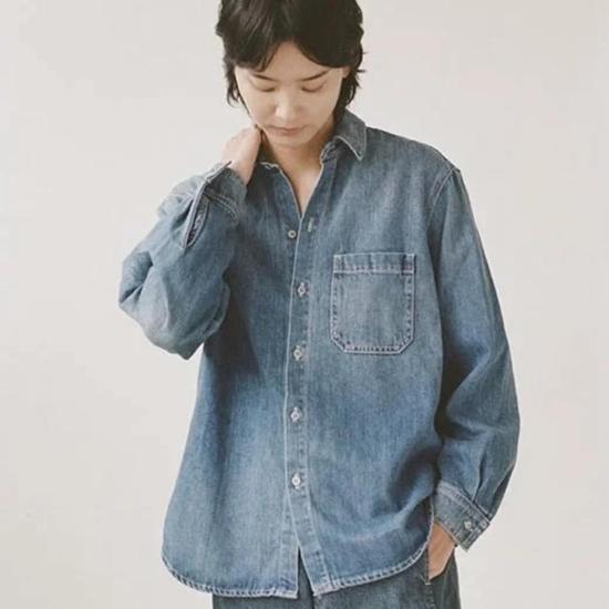  샤이나 모트 데님 셔츠 데님 오버셔츠 슈퍼워시 - SHAINA MOTE