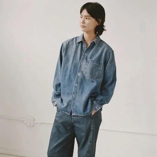  샤이나 모트 데님 셔츠 데님 오버셔츠 슈퍼워시 - SHAINA MOTE