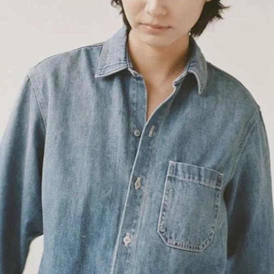  샤이나 모트 데님 셔츠 데님 오버셔츠 슈퍼워시 - SHAINA MOTE