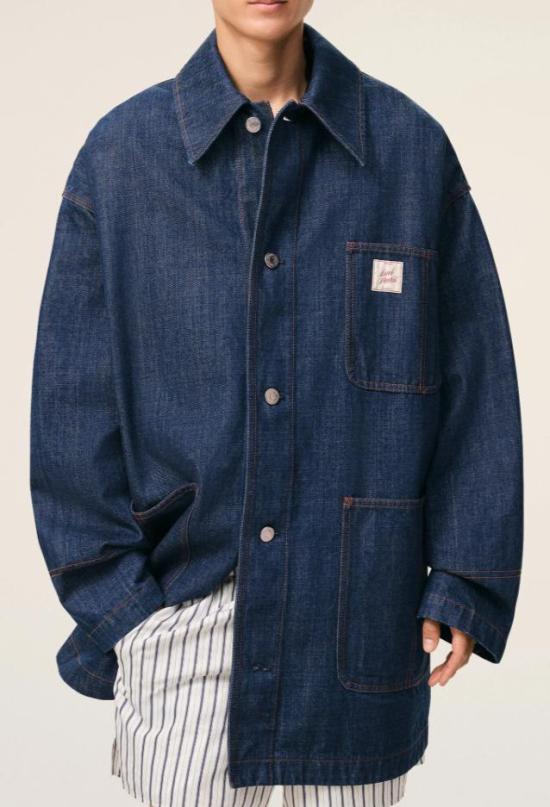 26SS 아미 코튼 아미 파리 헤리티지 라벨 워커 자켓 UJK898DE0122 402 INDIGO - AMI