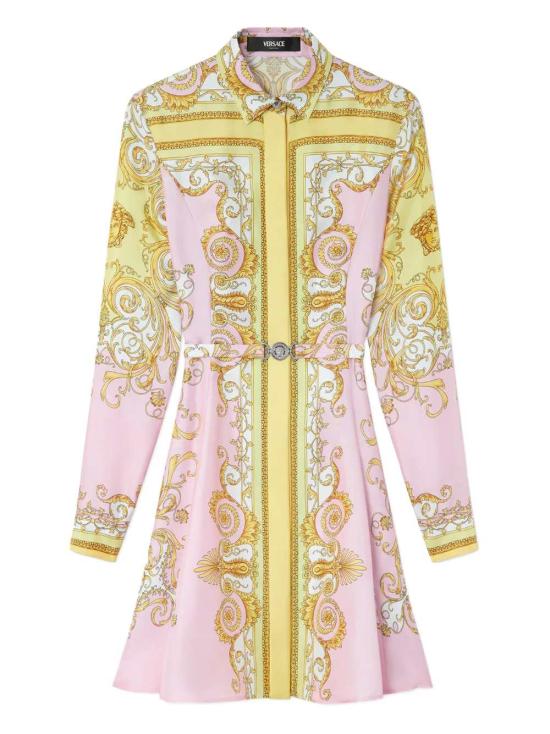 26SS 베르사체 숏 원피스 10189331A17165 5Y590 PALE YELLOW ROSE QUARTZ