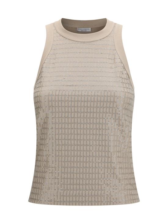 26SS 브루넬로 쿠치넬리 민소매 티셔츠 M0T18HK500 C8539 BEIGE