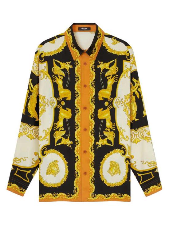 26SS 베르사체 긴팔 셔츠 10194381A16096 5BE40 BLACK IVORY AUTUMN SPICE