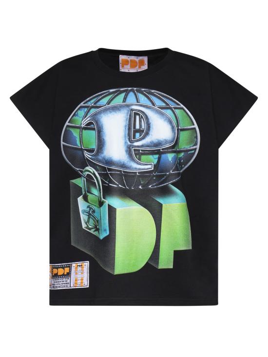 26SS 피디에프 반팔 티셔츠 DFM54033TJ112WORLD BLACK