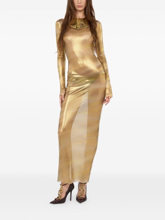 26SS 로베르토 카발리 롱 원피스 WWT127TLS27 09287 Gold - ROBERTO CAVALLI