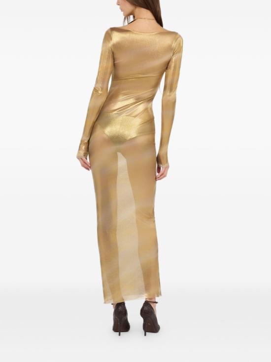 26SS 로베르토 카발리 롱 원피스 WWT127TLS27 09287 Gold - ROBERTO CAVALLI