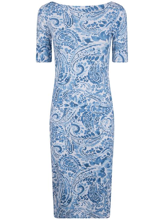 26SS 랄프 로렌 미디 원피스 200B22023001 WHITE BLUE