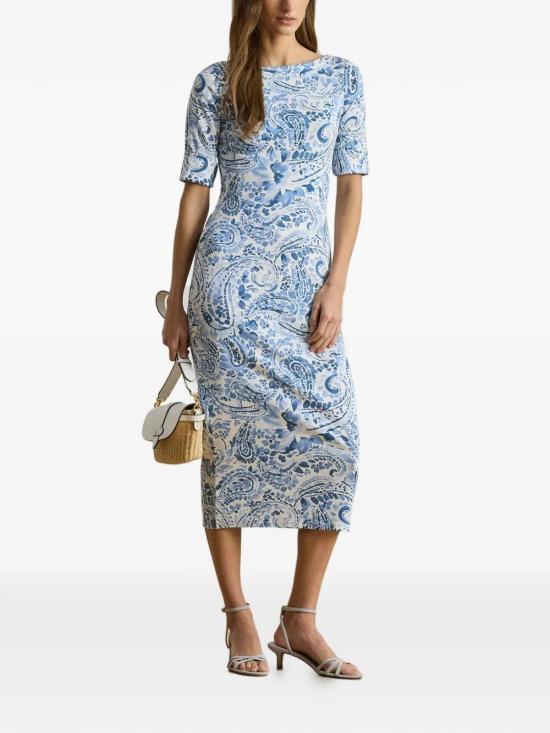26SS 랄프 로렌 미디 원피스 200B22023001 WHITE BLUE - RALPH LAUREN