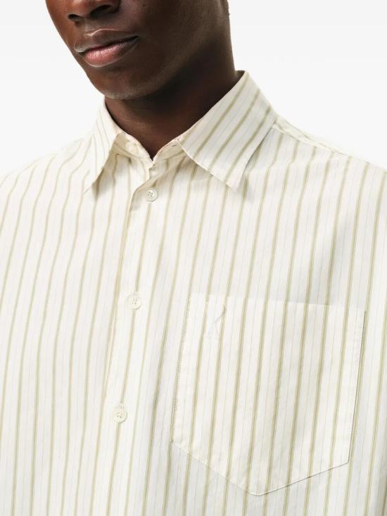 26SS 아미 스트라이프 코튼 아미 드 하트 박시 셔츠 USH766 CO0220 A075 WHITE MATCHA - AMI