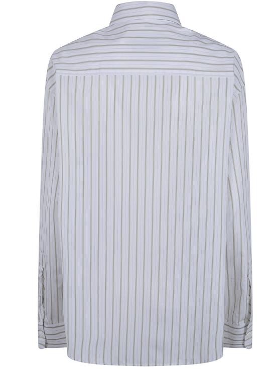 26SS 아미 스트라이프 코튼 아미 드 하트 박시 셔츠 USH766 CO0220 A075 WHITE MATCHA - AMI