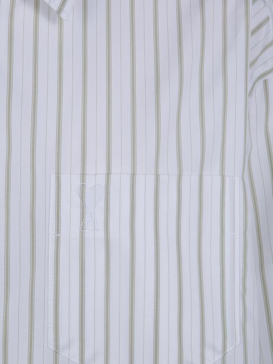 26SS 아미 스트라이프 코튼 아미 드 하트 박시 셔츠 USH766 CO0220 A075 WHITE MATCHA - AMI
