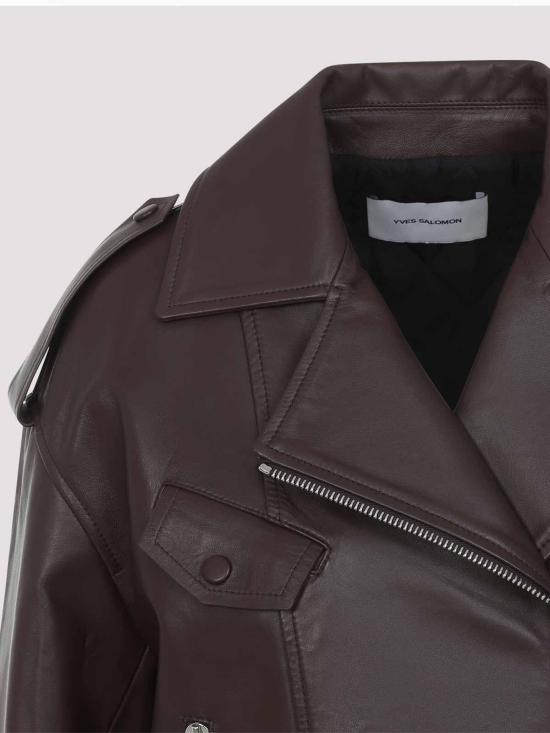 26SS 이브살로몬 바이커 자켓 26E26WYV21050AGANA2296 Brown - YVES SALOMON
