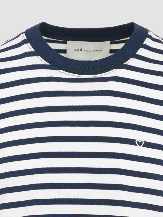 26SS 아미 코튼 박시 핏 마리네르 아미 드 하트 티셔츠 UTS374JE0210A044 White - AMI