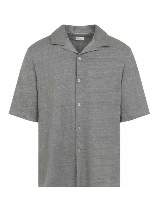 26SS 브루넬로 쿠치넬리 반팔 셔츠 MR8276684C693 Light Brown