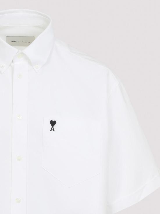 26SS 아미 코튼 박시 자수 아미 드 하트 HSH823CO0031168 White - AMI