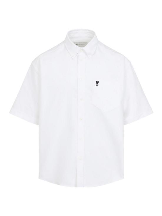 26SS 아미 코튼 박시 자수 아미 드 하트 HSH823CO0031168 White