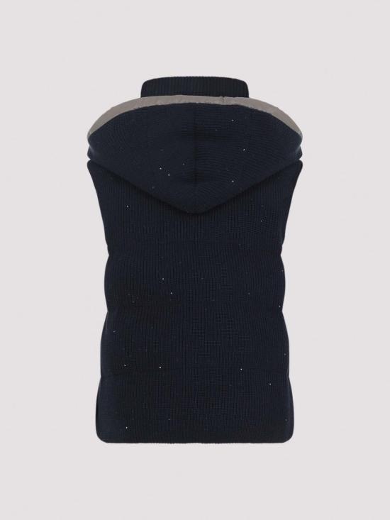 26SS 브루넬로 쿠치넬리 대즐링 코튼 잉글리시 립 니트 다운 베스트 M0DVT2142CYH30 Blue - BRUNELLO CUCINELLI