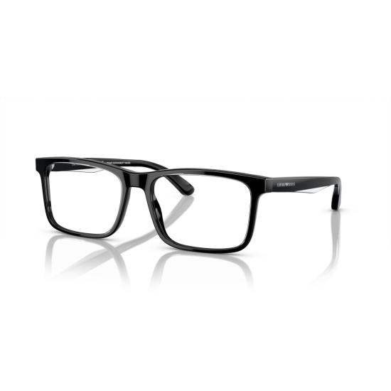 26SS 엠포리오 아르마니 안경 0Ea3227 유광 블랙 직사각형 아세테이트 안경 - EMPORIO ARMANI