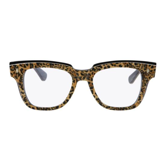  카돌 안경 롬보 레오파드 프린트 직사각형 프레임  (검은색 템플)