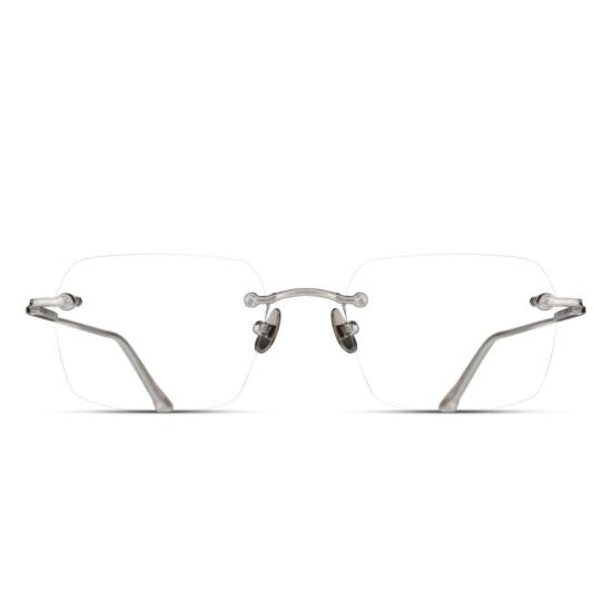  마츠다 안경 M5008.Rx 무테 실버 메탈 안경 (조절 가능한 코받침 포함)