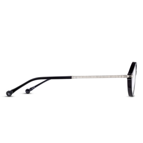  마츠다 안경 M2066.Rx 세련된 블랙 아세테이트 안경테, 모던한 메탈릭 템플 - MATSUDA