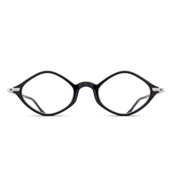  마츠다 안경 M2066.Rx 세련된 블랙 아세테이트 안경테, 모던한 메탈릭 템플