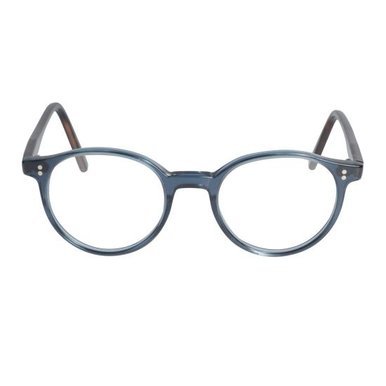  카돌 안경 Panto/N 반투명 블루 원형 프레임 안경 (호피무늬 다리)