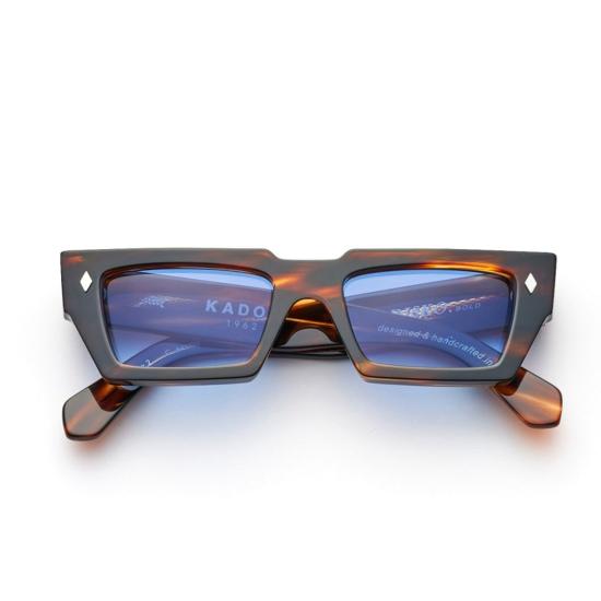  카돌 선글라스 디스코 직사각형 호피무늬  (블루 렌즈)