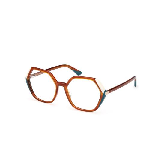  게스 안경 Gm0389 55056 기하학적 육각형 안경테 (청록색 포인트) - GUESS