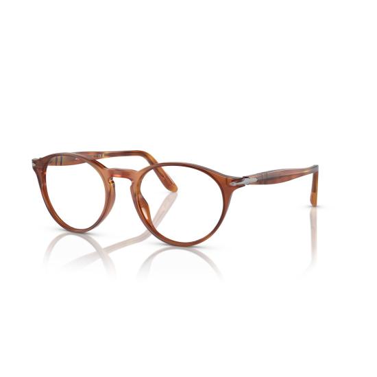26SS 페르솔 안경 0Po3092v 원형 프레임 안경, 앰버 브라운 호피 무늬 - PERSOL