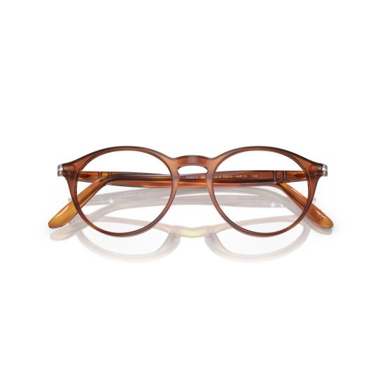 26SS 페르솔 안경 0Po3092v 원형 프레임 안경, 앰버 브라운 호피 무늬 - PERSOL