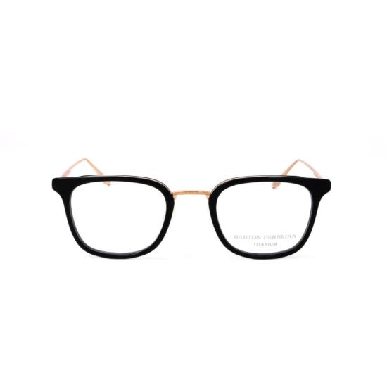  바본페레이라 안경 BP5090 490FC 스퀘어 블랙 아세테이트 안경테 (메탈릭 액센트 포함)